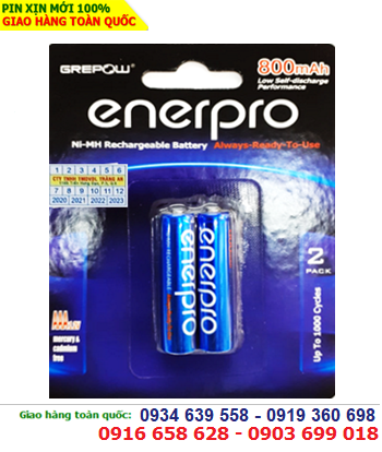 EnerPro HR03 AAA800mAh; Pin sạc AAA 1.2v EnerPro HR03 AAA800mAh (Loại Vỉ 2viên)